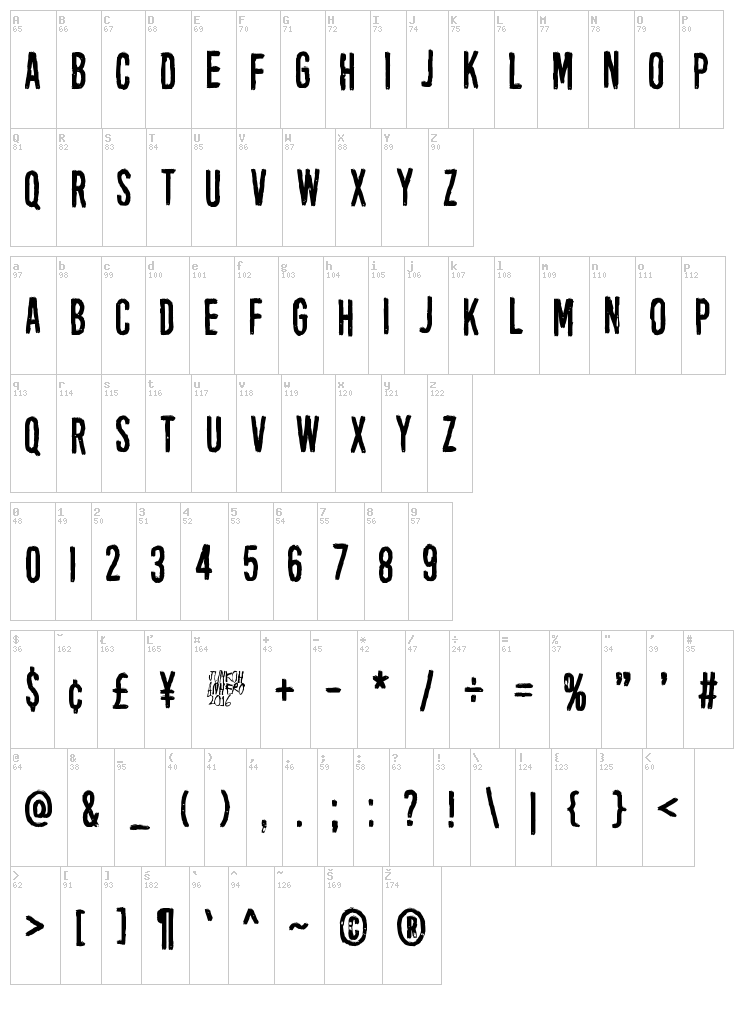 Black Owl font map